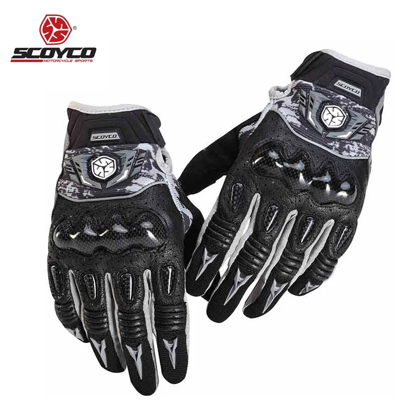 Motorcycle Gloves Leather Carbon Fiber Knuckle Glove Motocross Summer