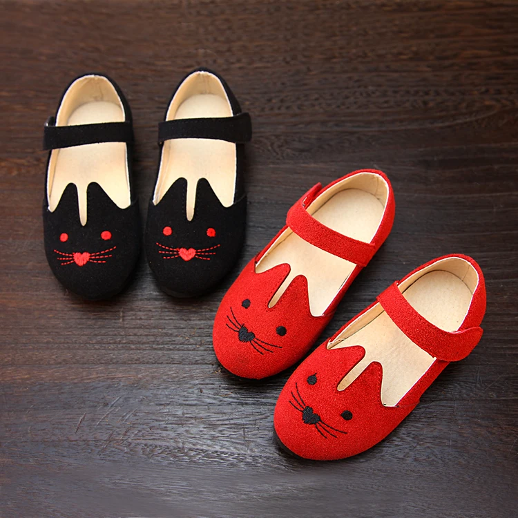 Lovely Cat Print Kids Girls Shoes 2015 Spring New Arrival Children
