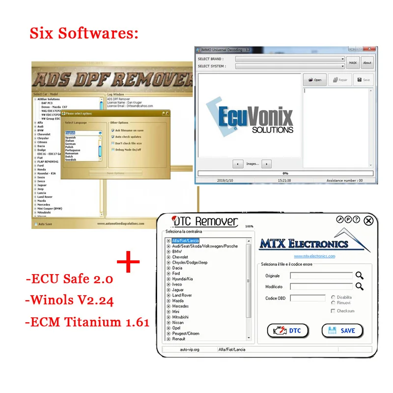 MTX DTC Remover 1.8.5& DPF EGR REMOVER,05 keygen& Immo Универсальное декодирование 3,2& WINOLS& ECM титановая 1,61& ECUSafe 2,0 - Цвет: Family softwares