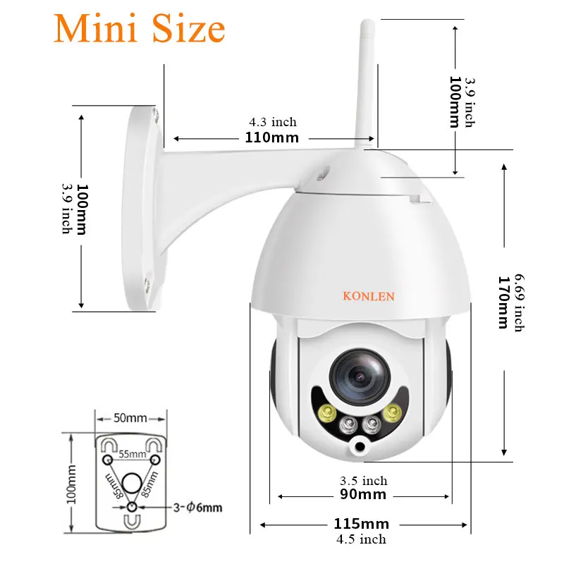 Konlen 5X оптический зум купольная PTZ Ip камера наружная 1080P 2MP Full HD мини Wifi