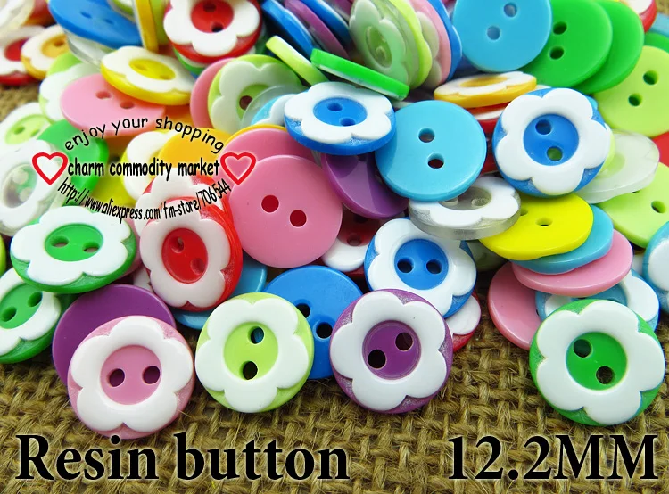 

100PCS 12.5MM Flower shape mixed colors Dyed resin buttons coat swearter button sewing decorative clothes accessories P-071