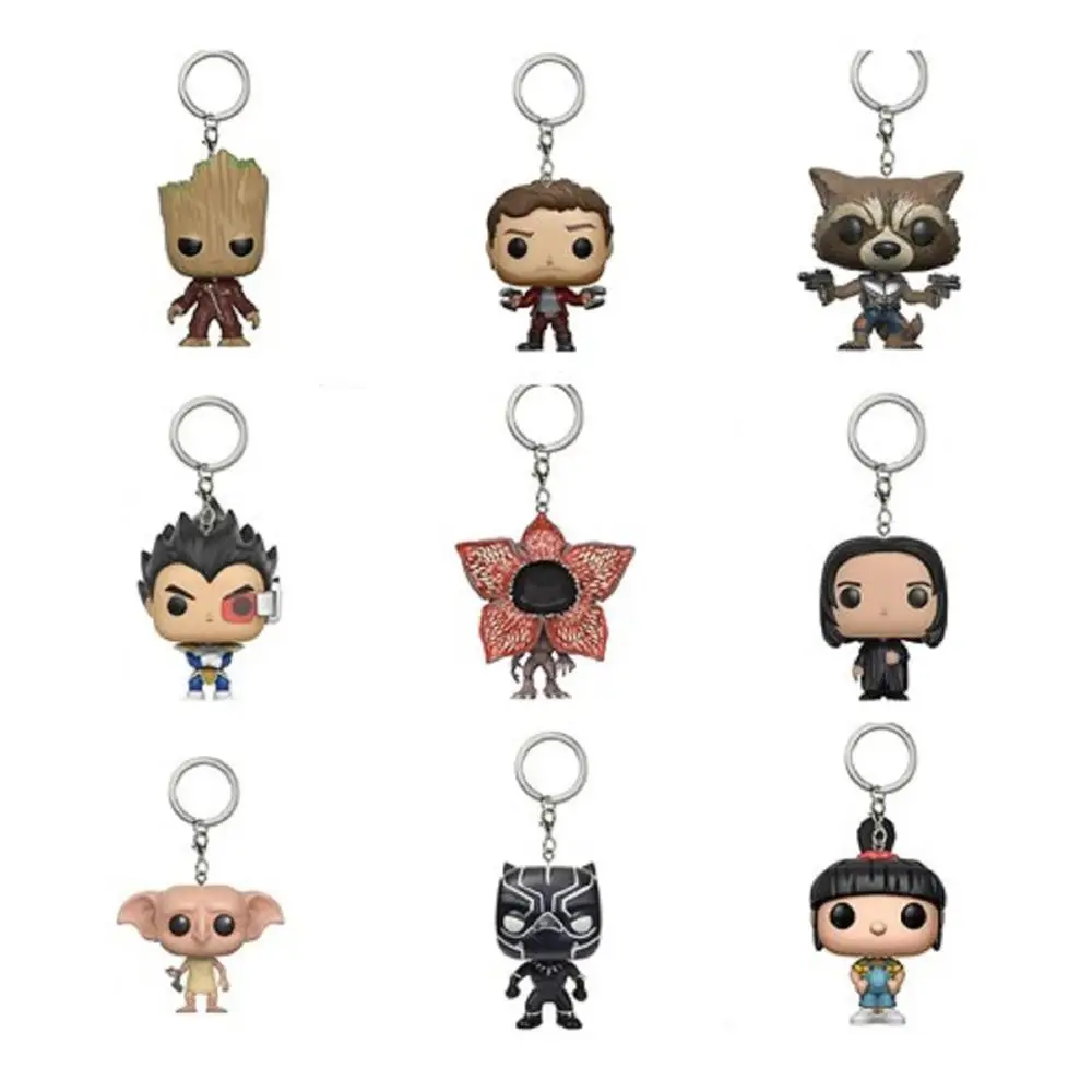 Marvel avengers snape arbre homme végéta porte-clés étoile seigneur fusée Bobble tête porte-clés jouets choses étrangères capitaine figure jouet