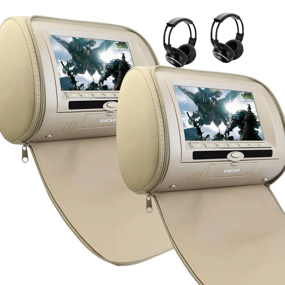7''Beige Car Headrest Monitors Digital Loading DVD Player in Each