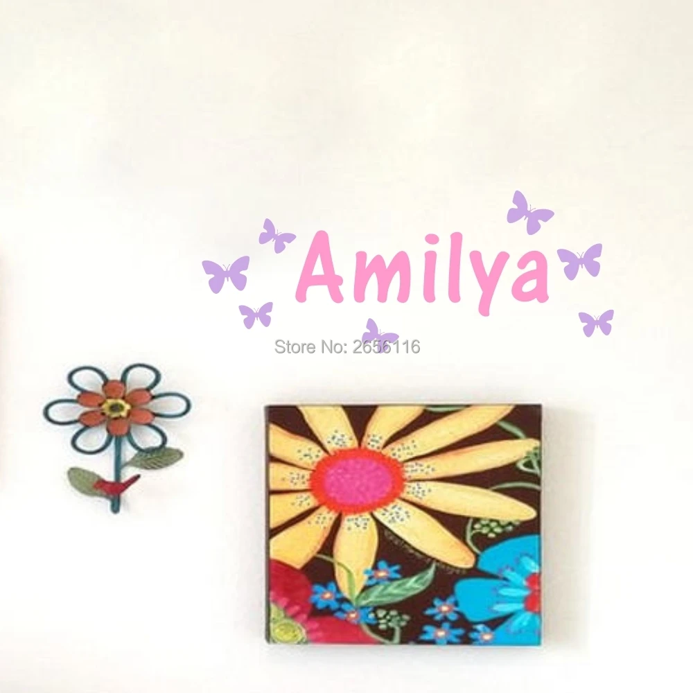 

Butterfly Girls Name Wall Sticker Personalized Childrens Room Wall Decals