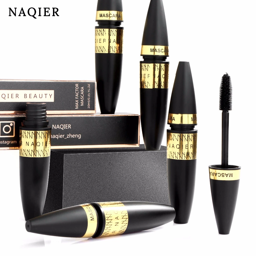 NAQIER Eye Makeup Mascara Length Extension Long Curling Mascaras 4D Silk Fiber Eyelash waterproof Rimel |