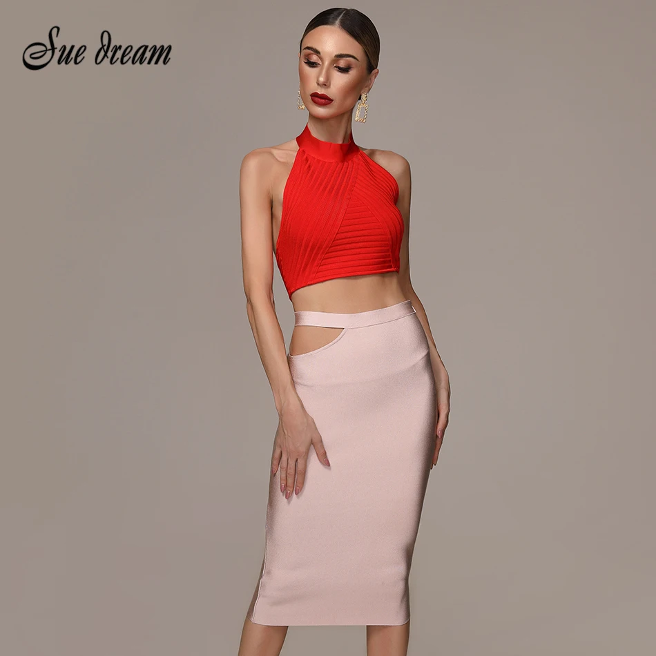

Apricot knee length sexy women's 2019 new arrival elastic high waist hollow pencil bandage wrap skirt