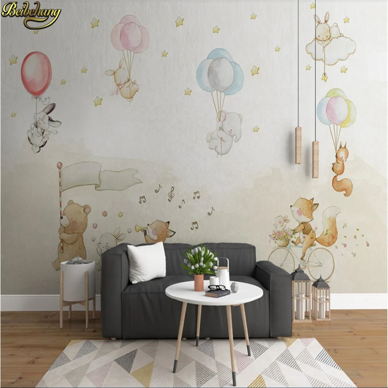 عرف beibehang الكرتون لطيف الحيوانات بالون للجدران 3 d 3d صور ورق الحائط ل غرفة الأطفال خلفية المنزل ديكور