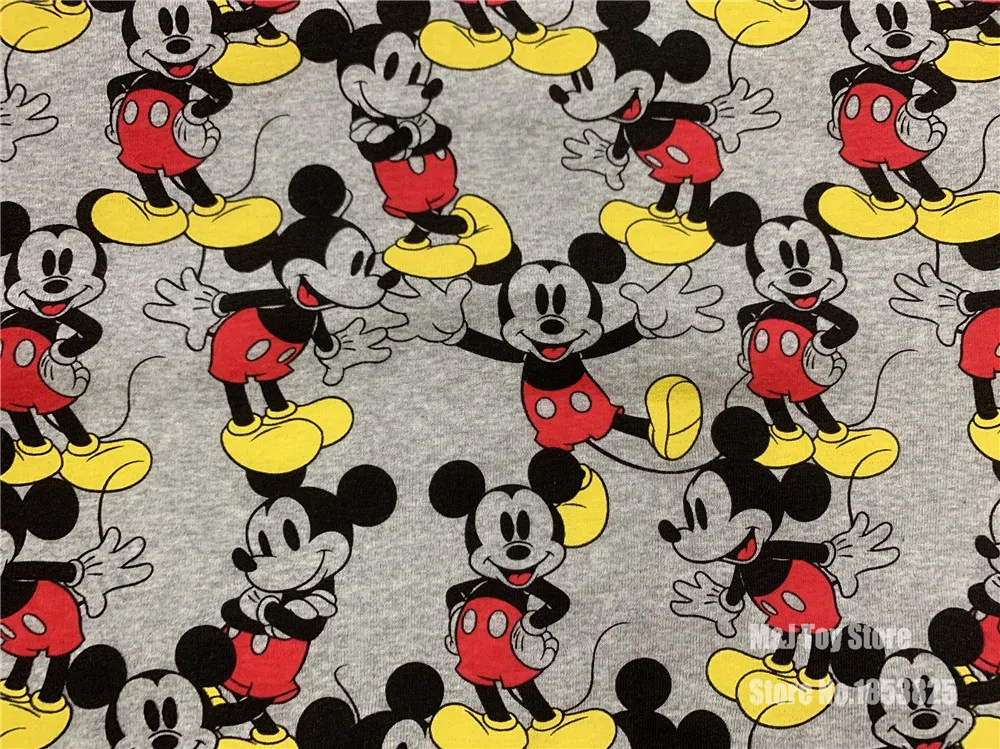 50*168 м, вязанная хлопковая ткань с рисунком Микки и Минни для шитья, Лоскутная юбка-рубашка для маленьких девочек, текстильная ткань