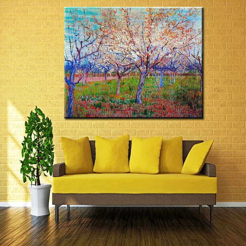 

Orchard with Blossoming Apricot Trees of vincent van gogh hand made reproduction oil painting on canvas for home decoration