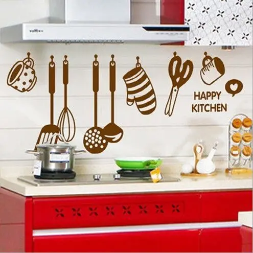 Free Shipping DIY Removable Wall Stickers restaurant /kitchen /utensils/ refrigerator Sticker Kitchen Wall Stickers AY6017