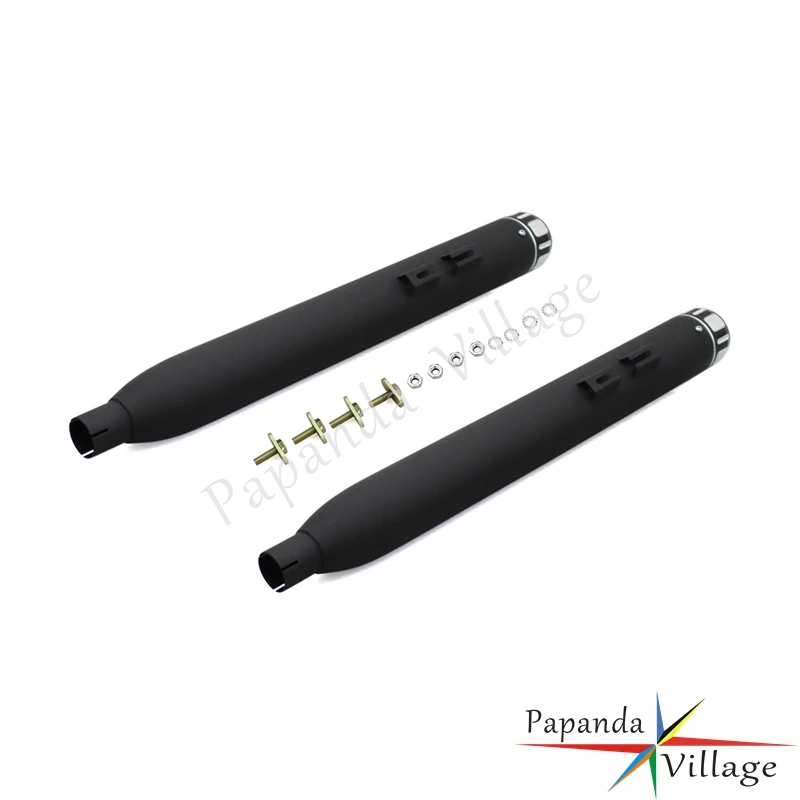 

Papanda Motorcycle Steel Black Slip On Exhaust Pipes Muffler Silencer for Harley Touring 1995-Later