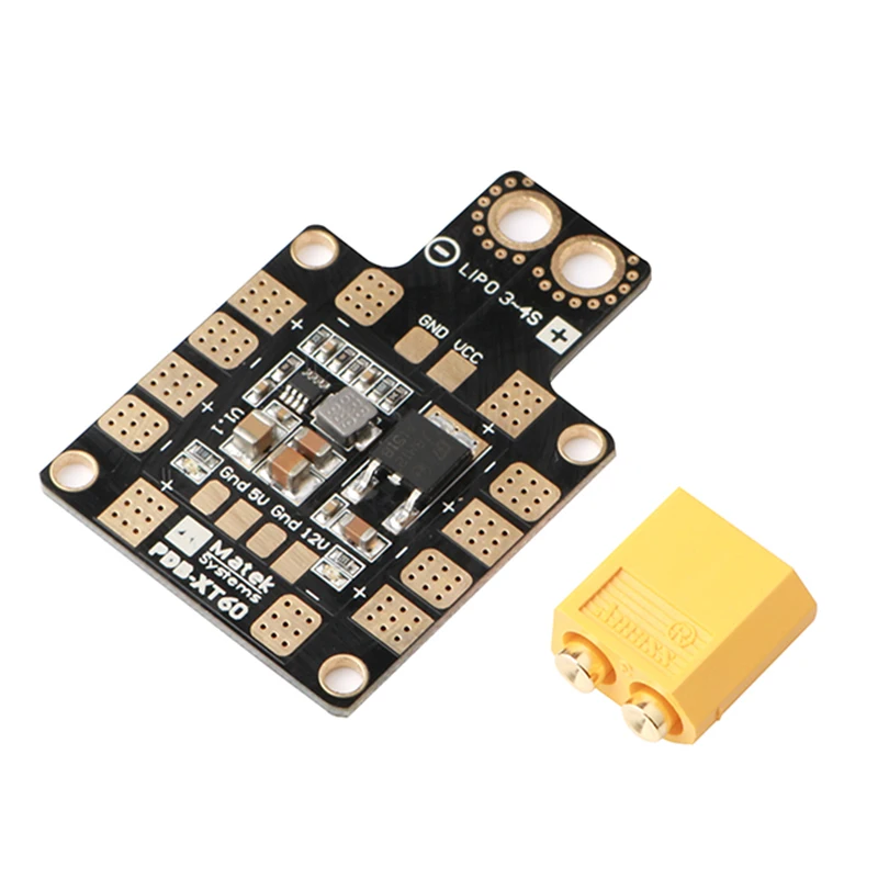 

PDB XT60 Power Distribution Board BEC 5V 2A 12V 0.5A with XT60 Plug for DIY Quadcopter Output Support 6 ESC for X or H Design