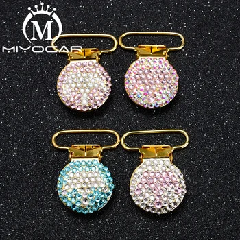 

MIYOCAR 10pcs per lot unique bling crown round shape gold pacifier clip dummy clip pacifier holder SP021