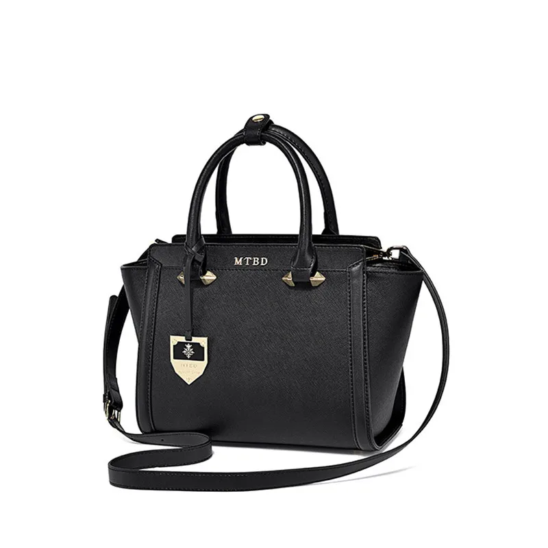 

Fashion Genuine Leather Women's Handbag Wing Bag Leisure Simple Solid Color Shoulder Bag Top-handle Bag