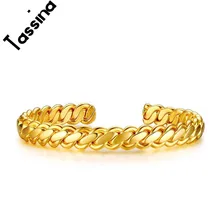 Tassina New Arrivals Gold Color Punk Open Bracelets & Bangles For Women Men Gift Fashion Stainless Steel Jewelry JSF-B203