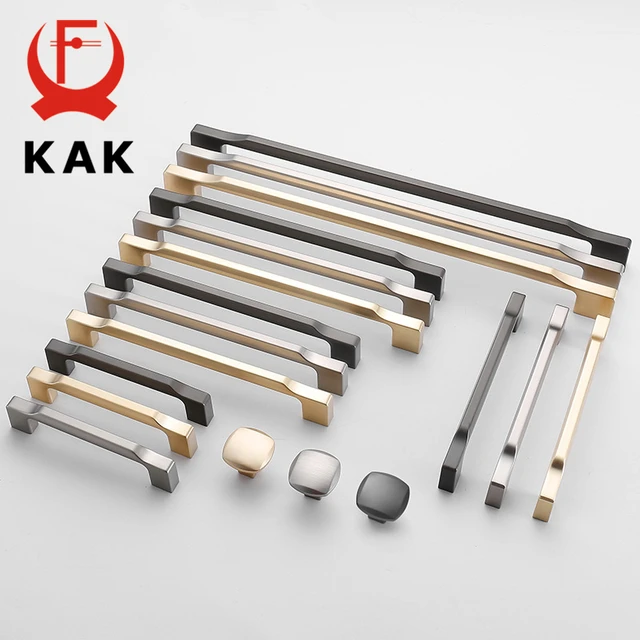 KAK-tirador negro de aleación de aluminio para muebles, Pomos y tiradores  para puerta de armario de cocina, herrajes para puertas de muebles -  AliExpress