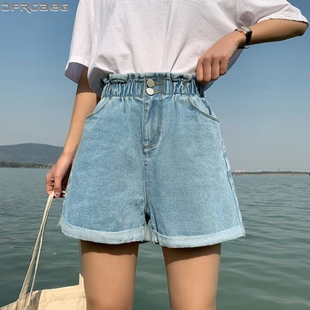 ladies denim shorts with elastic waist