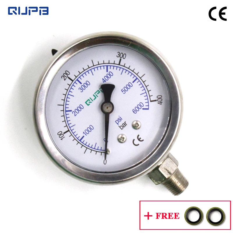 QUPB 63MM PCP Paintball 400bar High Pressure Gauges liquid Filled