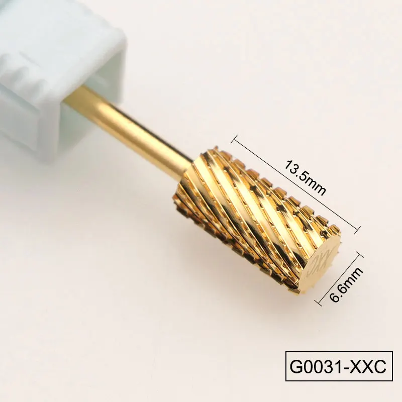 Золотистый вольфрамовый круглый сверло для ногтей с пламенем битовый карбид фреза для маникюра керамическое сверло Электрический станок аксессуары для ногтей - Цвет: G0032-2XC