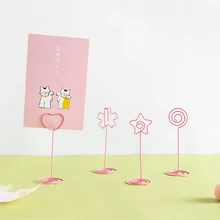 SIXONE 1 шт. креативный металлический мультфильм моделирование информации Клип Визитная карточка Настольный напоминание клип розовый каваи фото папка