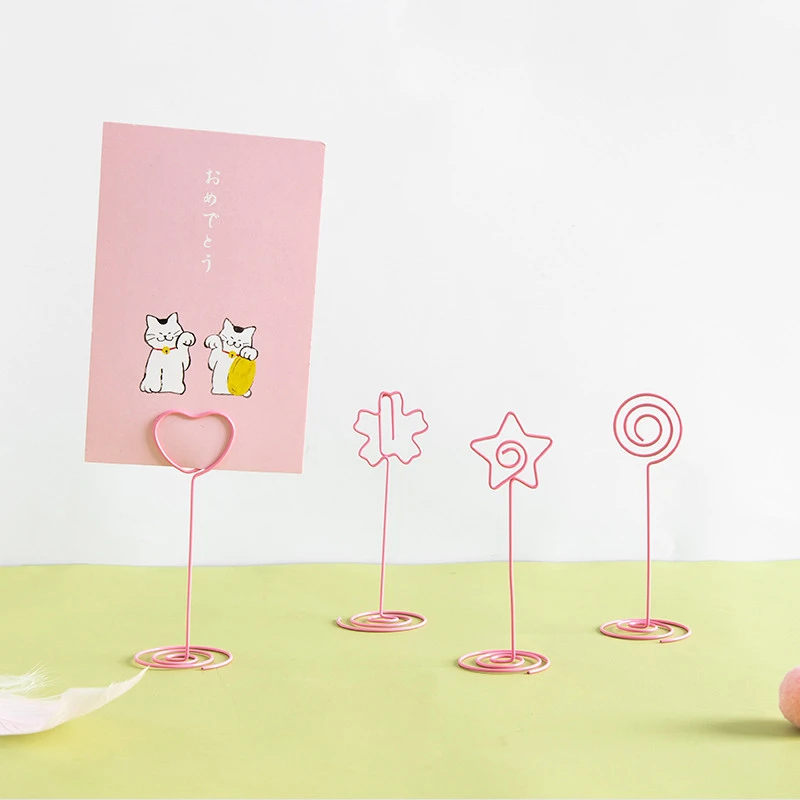 

SIXONE 1 Pc Creative Metal Cartoon Modeling Information Clip Business Card Desktop Reminder Clip Pink Kawaii Photo Folder
