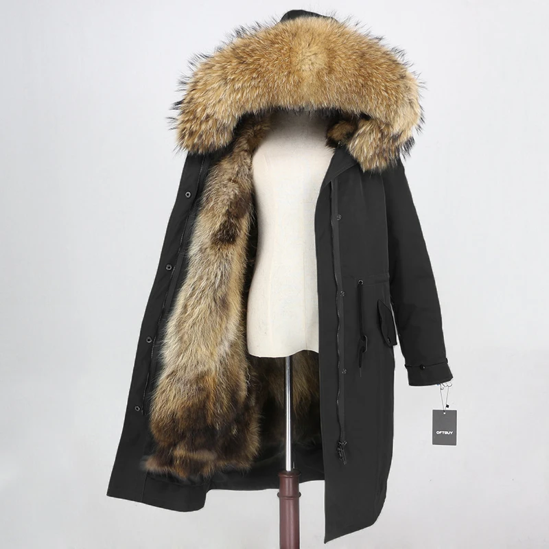 OFTBUY X-long Parka, водонепроницаемая верхняя одежда, зимняя куртка для женщин, натуральный мех енота, капюшон, подкладка из лисьего меха, Съемный натуральный мех