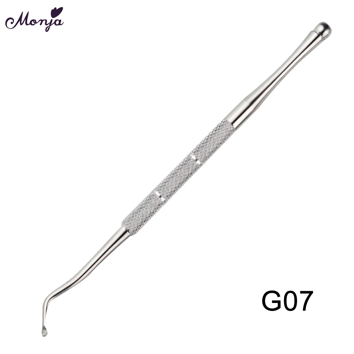 Monja Dual End Nail Art Stainless Steel Cuticle Pusher Groove Pick Corrector Toe Dead Skin Foot Cleaning Care Pedicure Tool