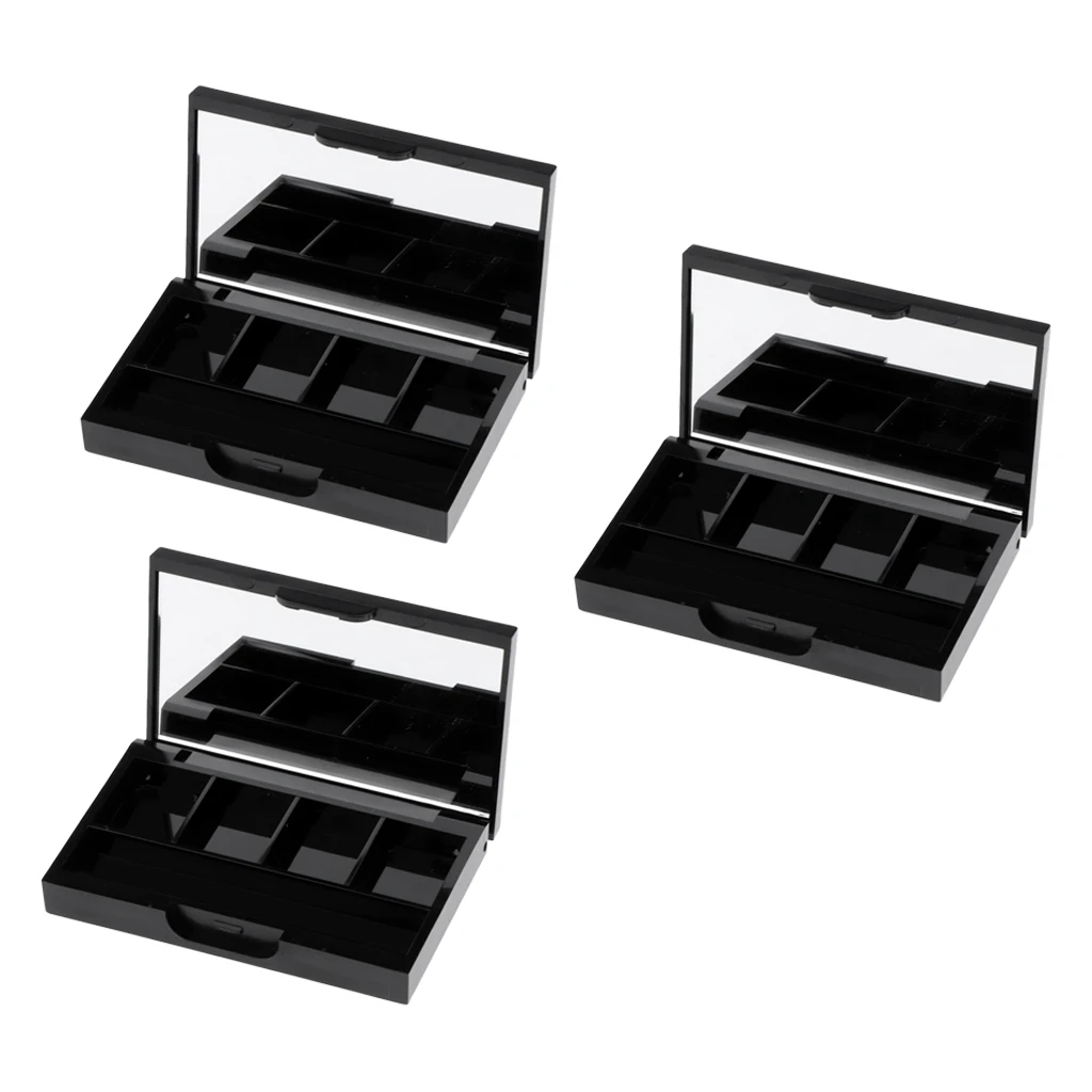 3x Empty Makeup Palette for Lipstick Eyeshadow Blush Highlight Bronzer with Mirror
