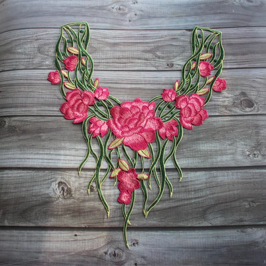 

Size40*30cm (2pcs/lot) Multi-color DIY Sewing Floral Embroidered Lace Collar Applique for Garment Decoration , Lace Collar