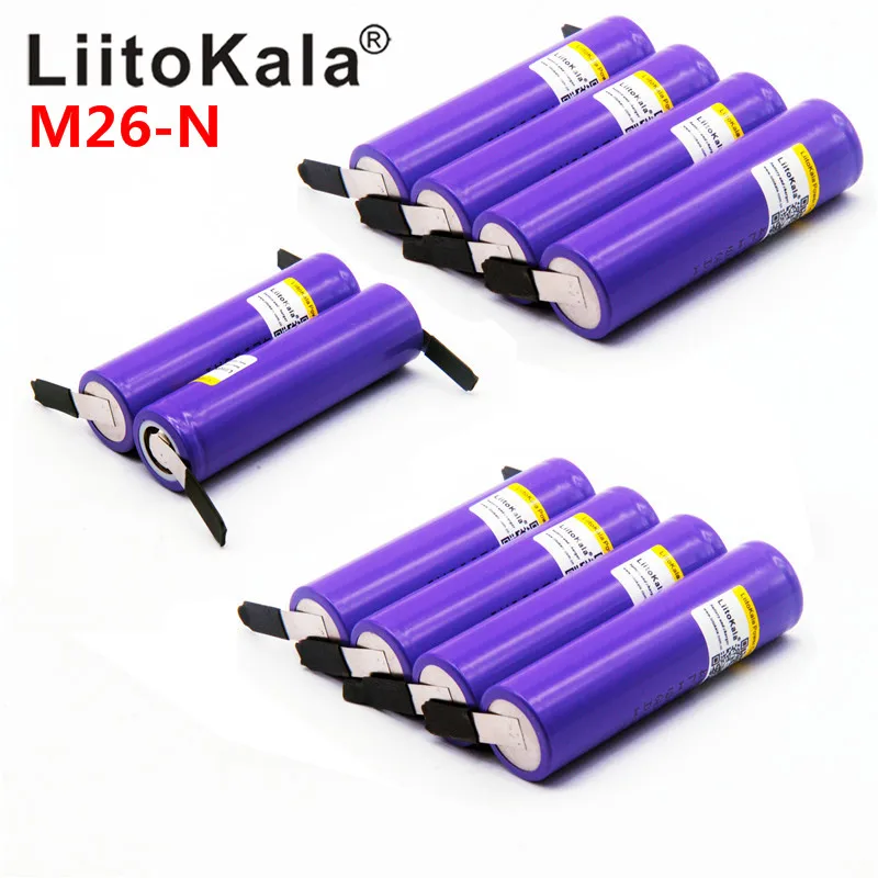 Liitokala 100% оригинал M26 2600 мАч 10A 18650 Li Ion аккумуляторная батарея безопасные никелевые