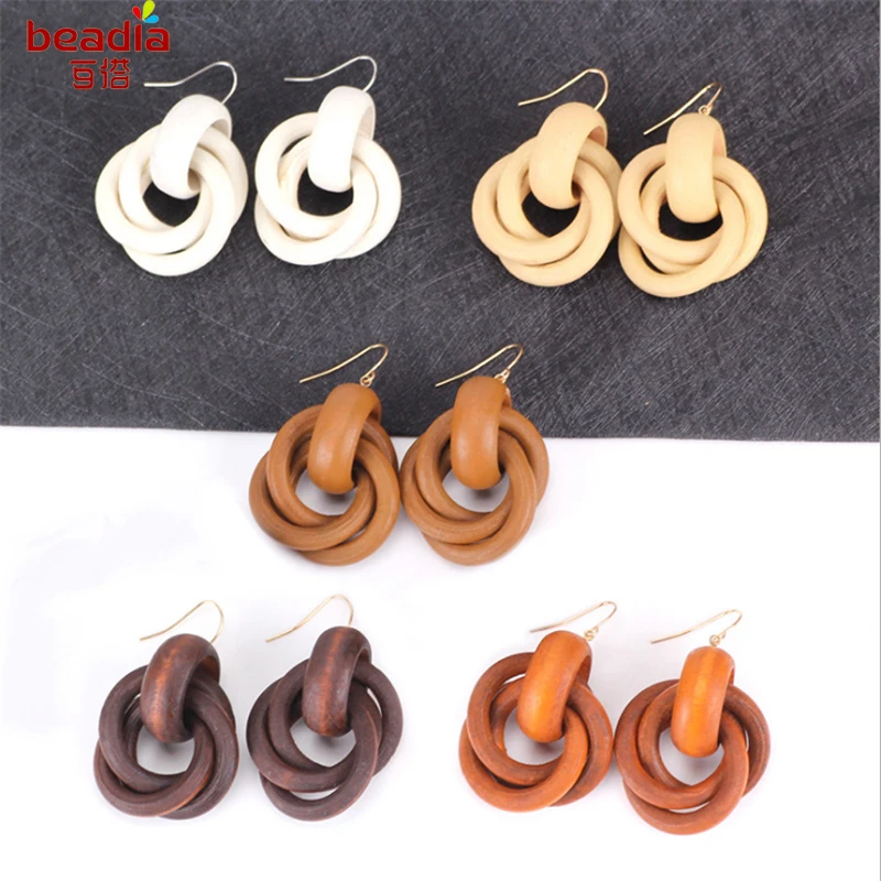 

2019 New Style!!! 5 Colors To Choice Hot Fashion 1pair/bag Ethnic Style Wood Earrings Earrings For Women Jewelry