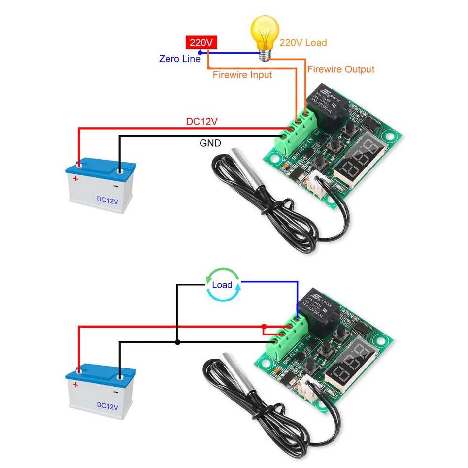 Aokin W1209 DC 12V температура отопления охлаждения Термостат Регулятор температуры