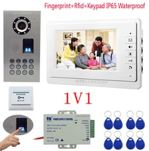 Door Bell Camera Fingerprint Video Door Phone Ip65 Waterproof 700lines Outdoor System Video Intercom 7inch Color