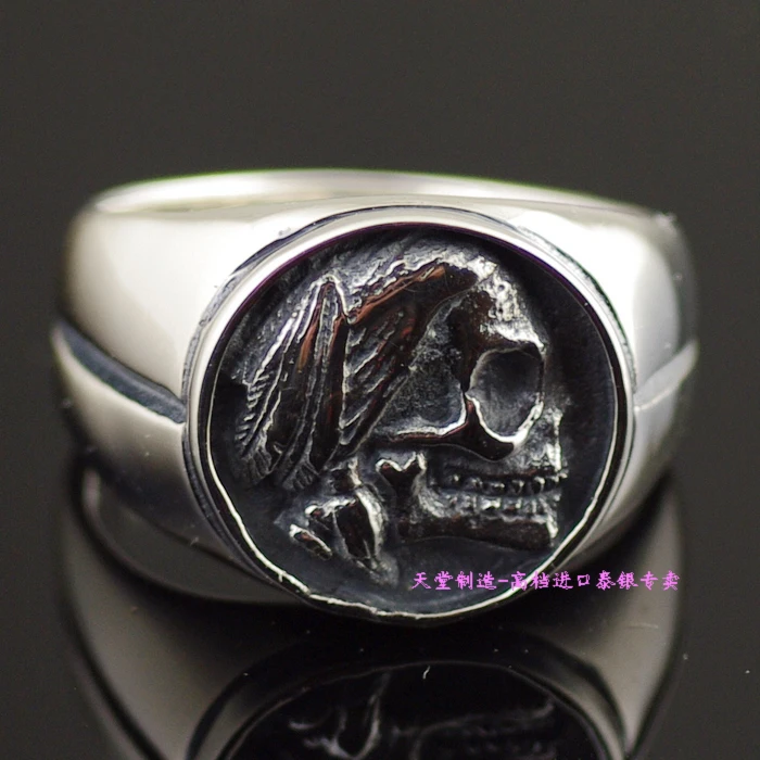 925 Чистое тайское серебро кольцо с черепом