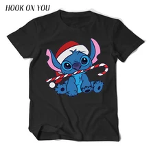 Летняя модная популярная мужская футболка с рисунком Покемон Лило Стич, милая Рождественская Футболка с принтом Стич, одежда из хлопка, топы, футболки