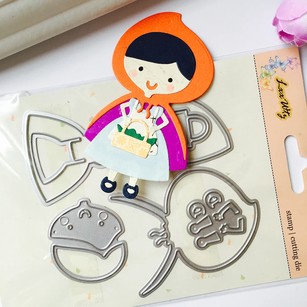 

Girl Basket Metal Cutting Dies Stencils for Scrapbooking Decorative Photo Album Embossing Cards Making DIY Crafts Cutter Punch