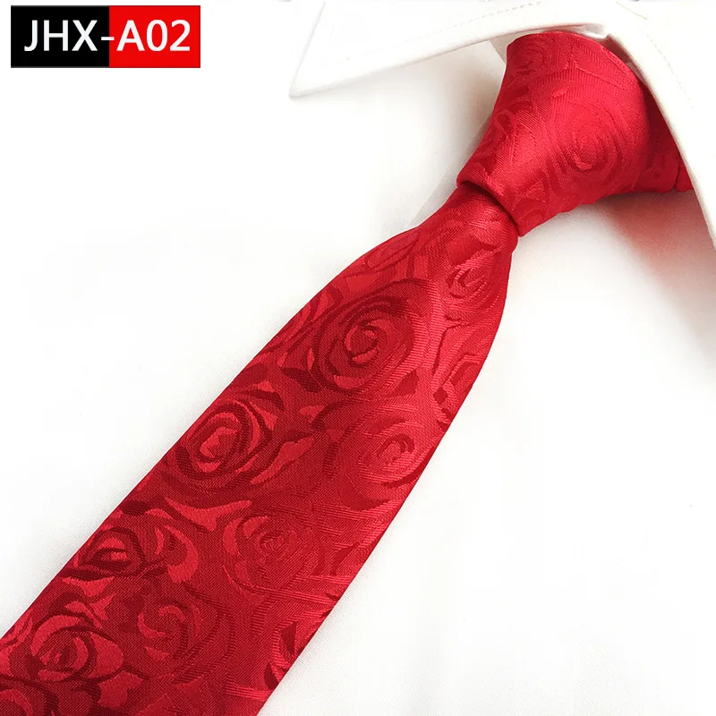 

2018 New Red ROSE Pattern Ties Men's Trendy 8cm Striped Wedding Office Ties Ties for Men Gifts