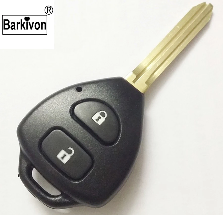 

Barkivon 2 Two Button Uncut Replacement Plastic Remote Blank Keys for Toyota Corolla RAV4 Car With Toy43 Blade