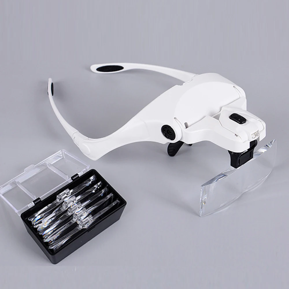 

Magnifying Glasses LED Light Lamp Head Loupe Jeweler Headband Magnifier Eye Glasses Optical Glass Tool Repair Reading Magnifier