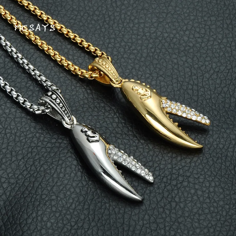 MCSAYS Hip Hop Stainless Steel Jewelry Iced Out Anchor Crab Claw