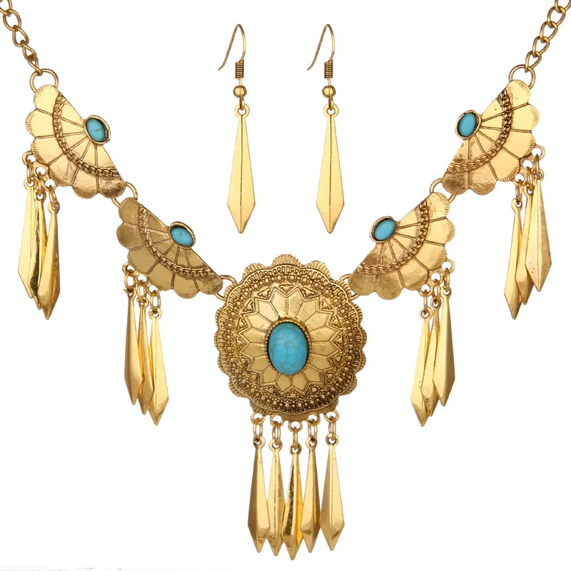 Exaggerated jewelry sets foreign trade Middle East necklace earrings
