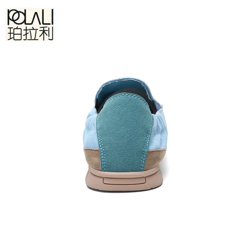 Chaussures Mode Espadrilles D'été pu Toile Appartements Mocassins bleu Ciel Sur Respirants Zapatos Décontractées Polali Slip Hommes Hombre Beige De EpwIqwxYf