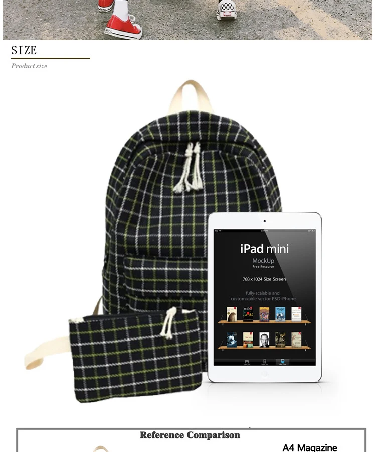HTB1fX63PkzoK1RjSZFlq6yi4VXaU 2 Pieces Japan style Plaid Style Women Backpack Pencil Case Student Girl School Bag Travel Shoulder Bag For Women 2019 Bagpack