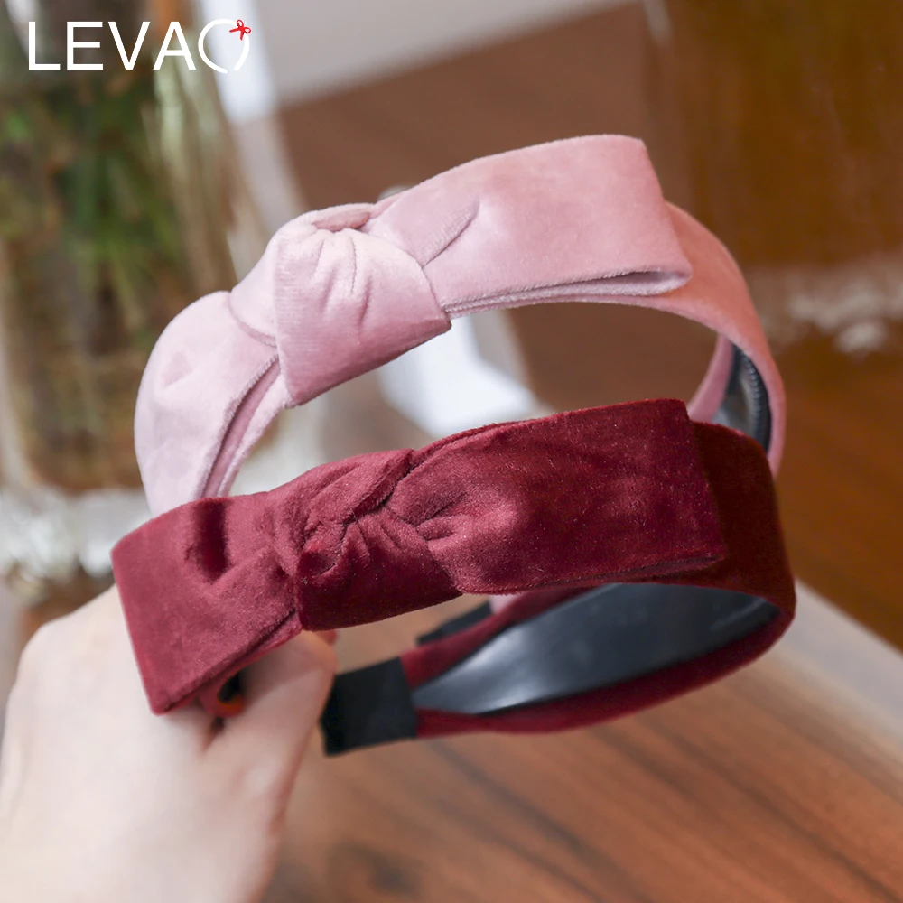 

Levao New Bowknot Hair Band Spring and Autumn Suede Headband Women's Solid Color Cotton Blends Hair Accessories
