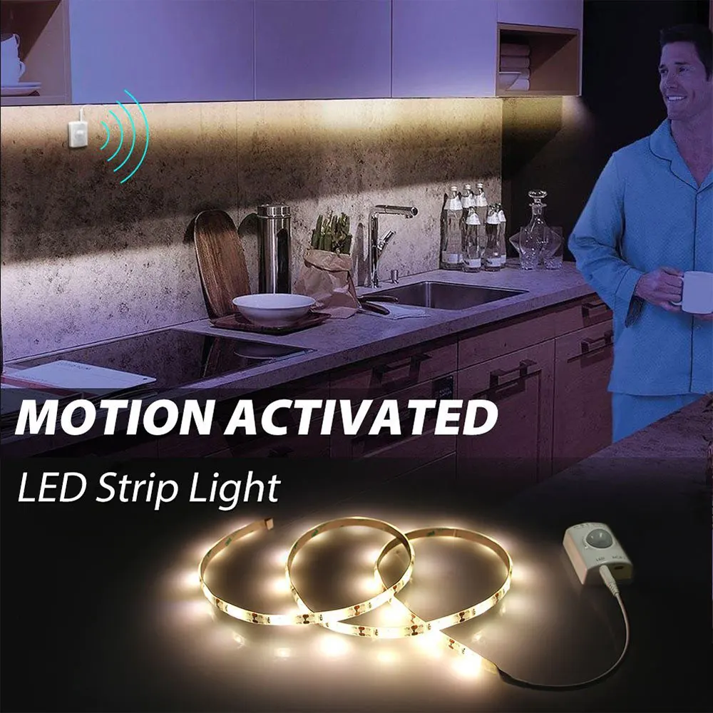 USB Rechargeable Motion Sensor LED Strip,Dual Mode Motion Activated Bed Light Automatic Shut Off Timer for Kitchen Stair Cabinet for dual motion activated bed light flexible led strip sensor night with automatic shut off timer promotion