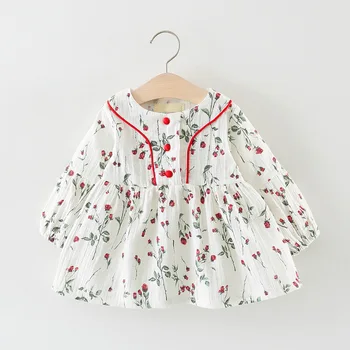 

2019 Baby girls new autumn dress children cute long sleeves floral print cotton Dress for girls 1-2 Years !