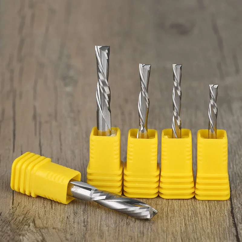 

2pcs 3.175 4 6mm Left Spiral milling cutter down cut two double Flutes router bit CNC end mill carbide milling cutter