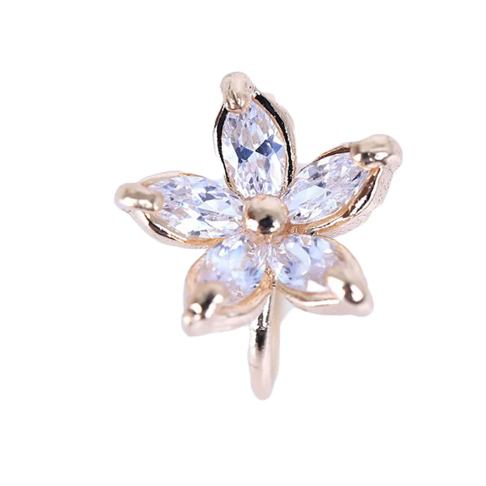 

1PC High Quality Women's Fashion Crystal Flower U Shape Ear Cuff Clip-on No Piercing Earring