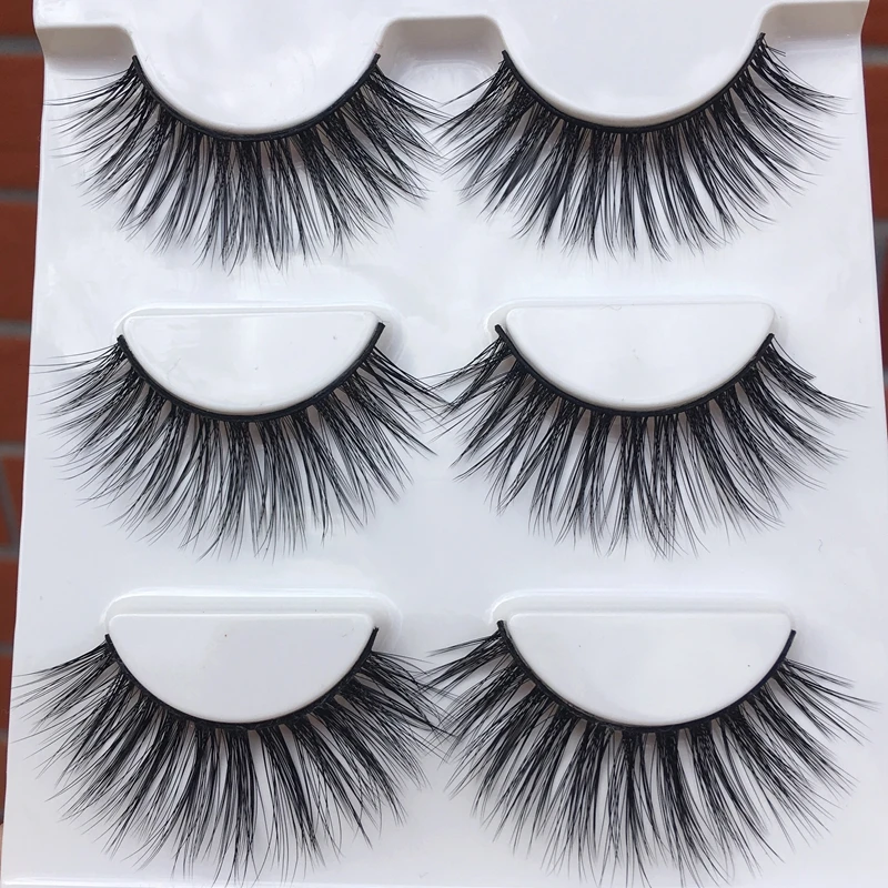 

02 new 3 pairs Soft Cotton Thread False Eyelashe Cross Natural Long Messy Winged Fake Eyelashes Daily Makeup Eye Lashes