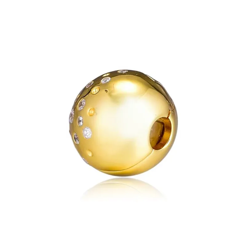 

Shine Scattered CZ Clip Charm Fits Pandora Bracelets Original 925 Sterling Silver Bead DIY Jewelry 2019 Spring Gold Plate Charm